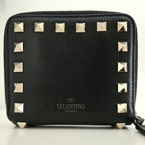 Authentic VALENTINO Garavani Rockstud Bifold Compact Wallet Card Holder Clutch